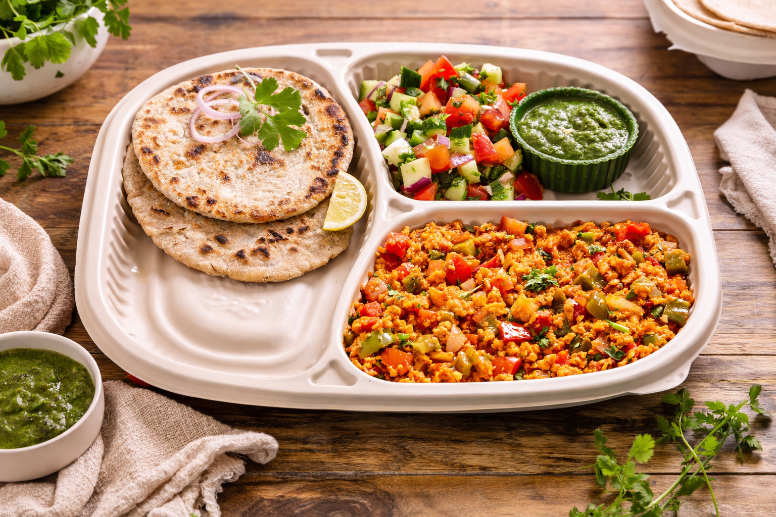  Paneer Bhurji + Jowar Bhakri  + Salad